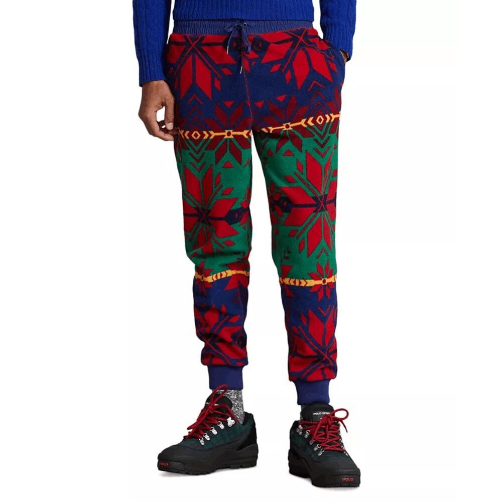 Polo Ralph Lauren Men's Geometric-Print Fleece Jogger Pants - Snowflake XL